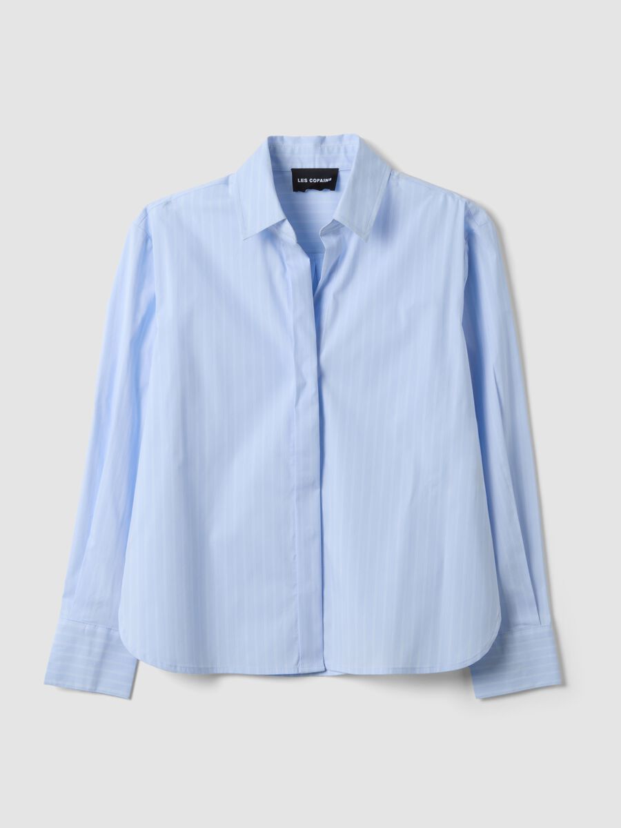 Light blue striped stretch cotton shirt, regular fit_4