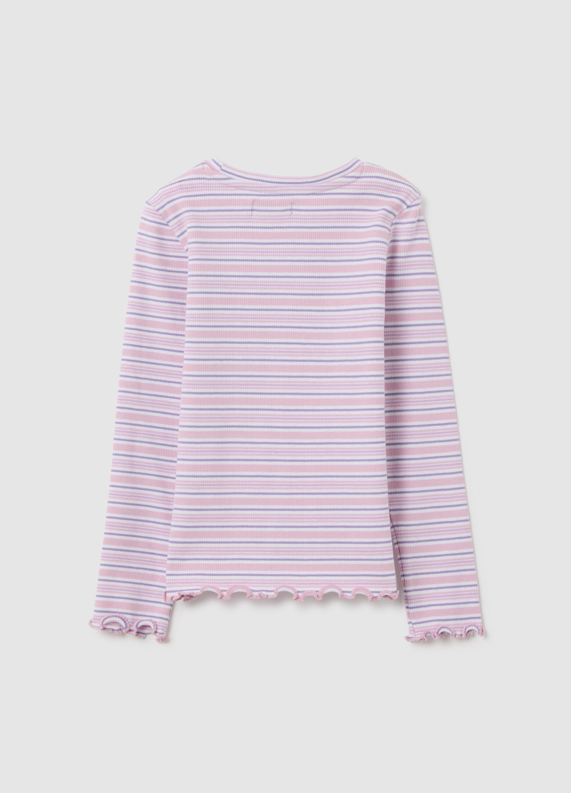 Multicolour regular fit girls' t-shirt in stretch cotton with embroidered heart