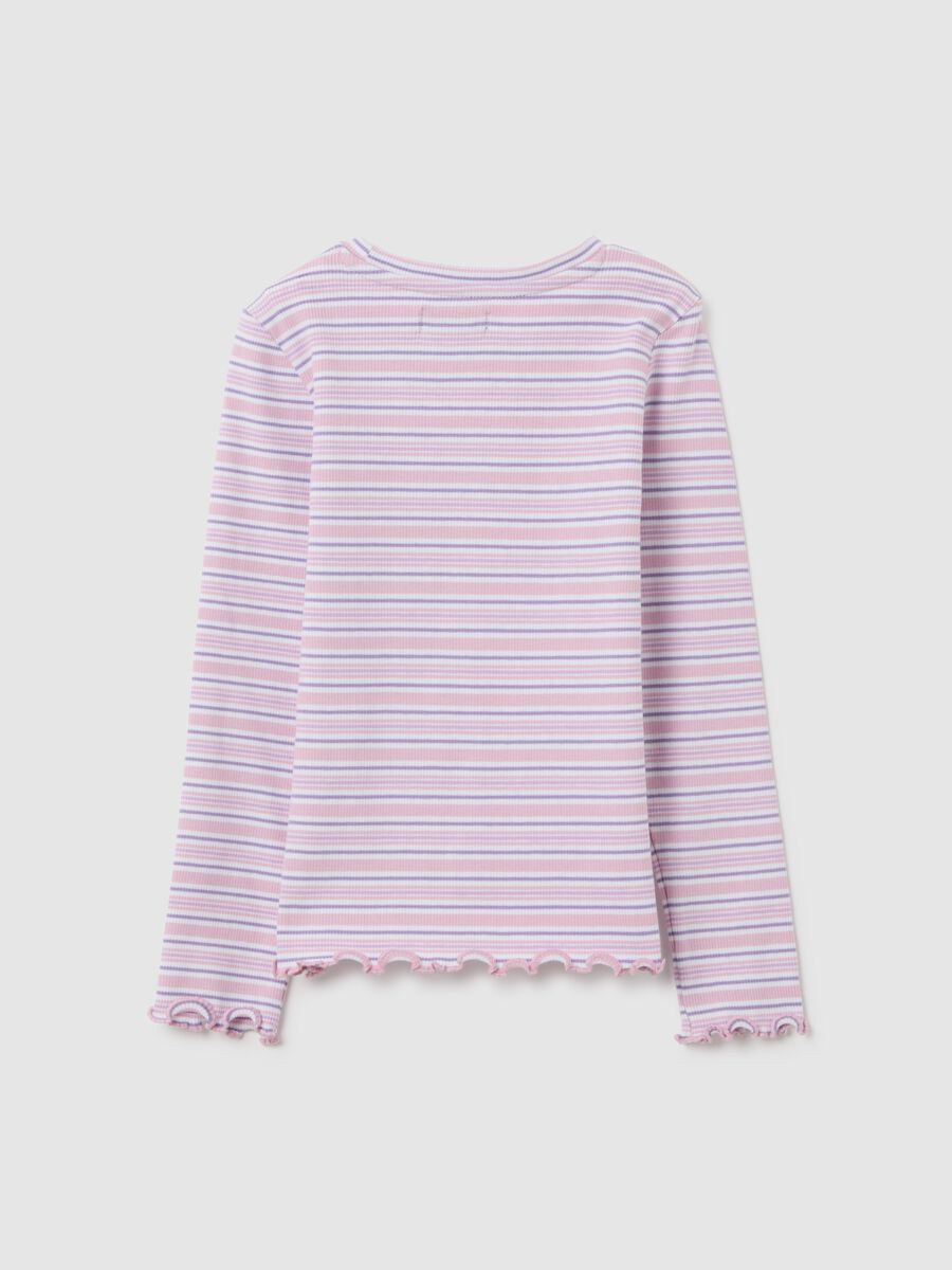Multicolour regular fit girls' t-shirt in stretch cotton with embroidered heart_1