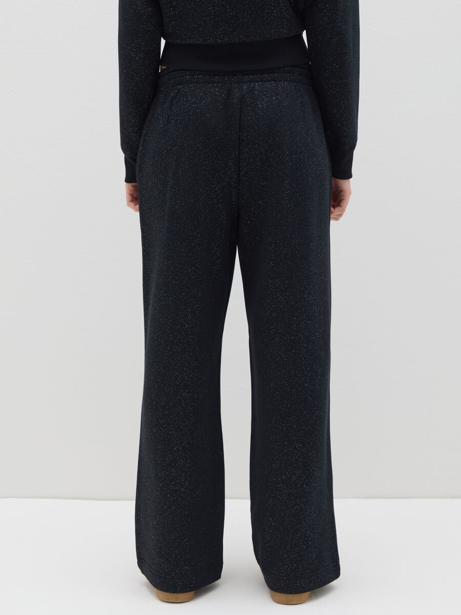 Black Wide-Leg Cotton Blend Trousers_2