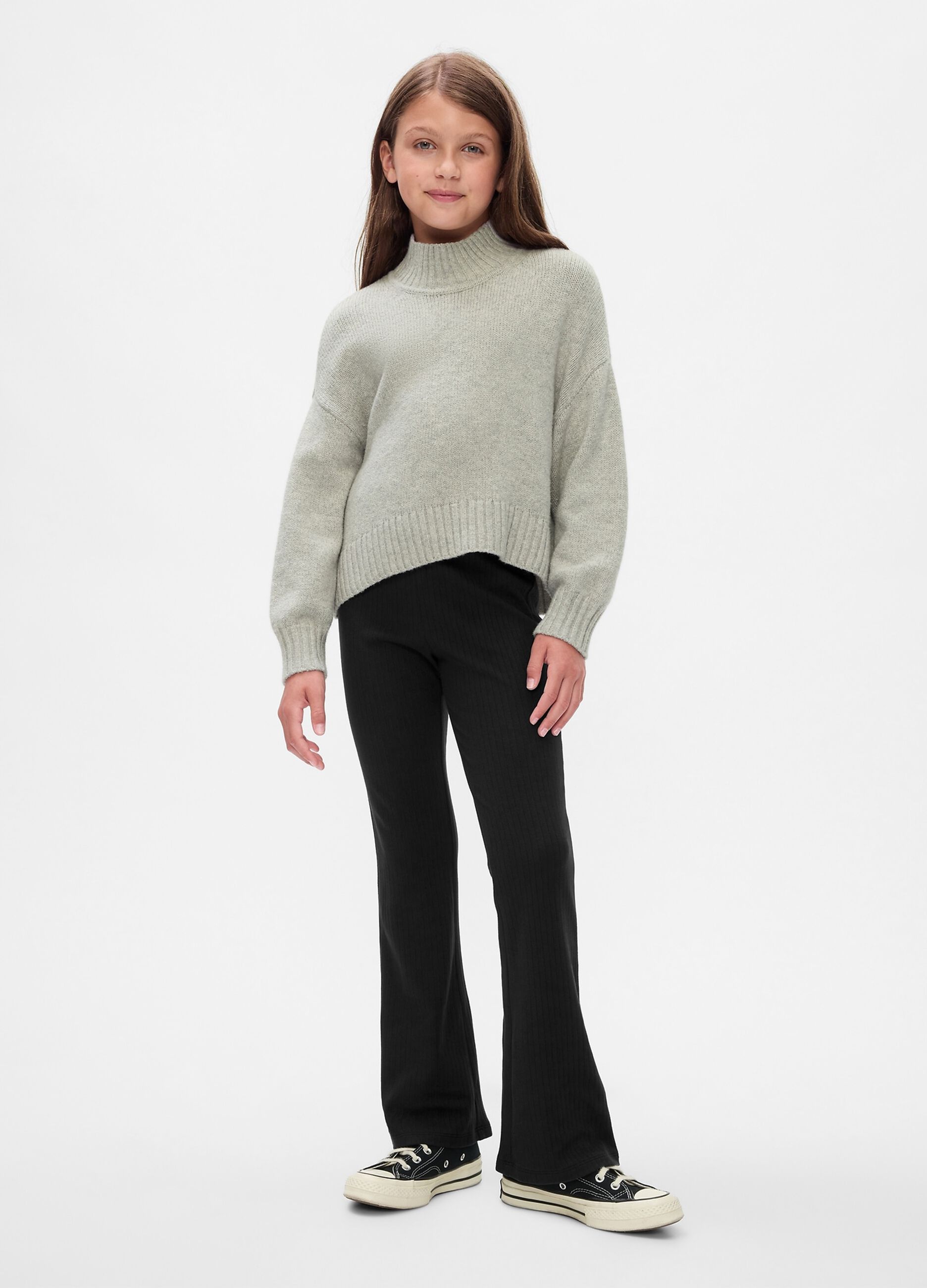 Flare-fit leggings with flat ribbing