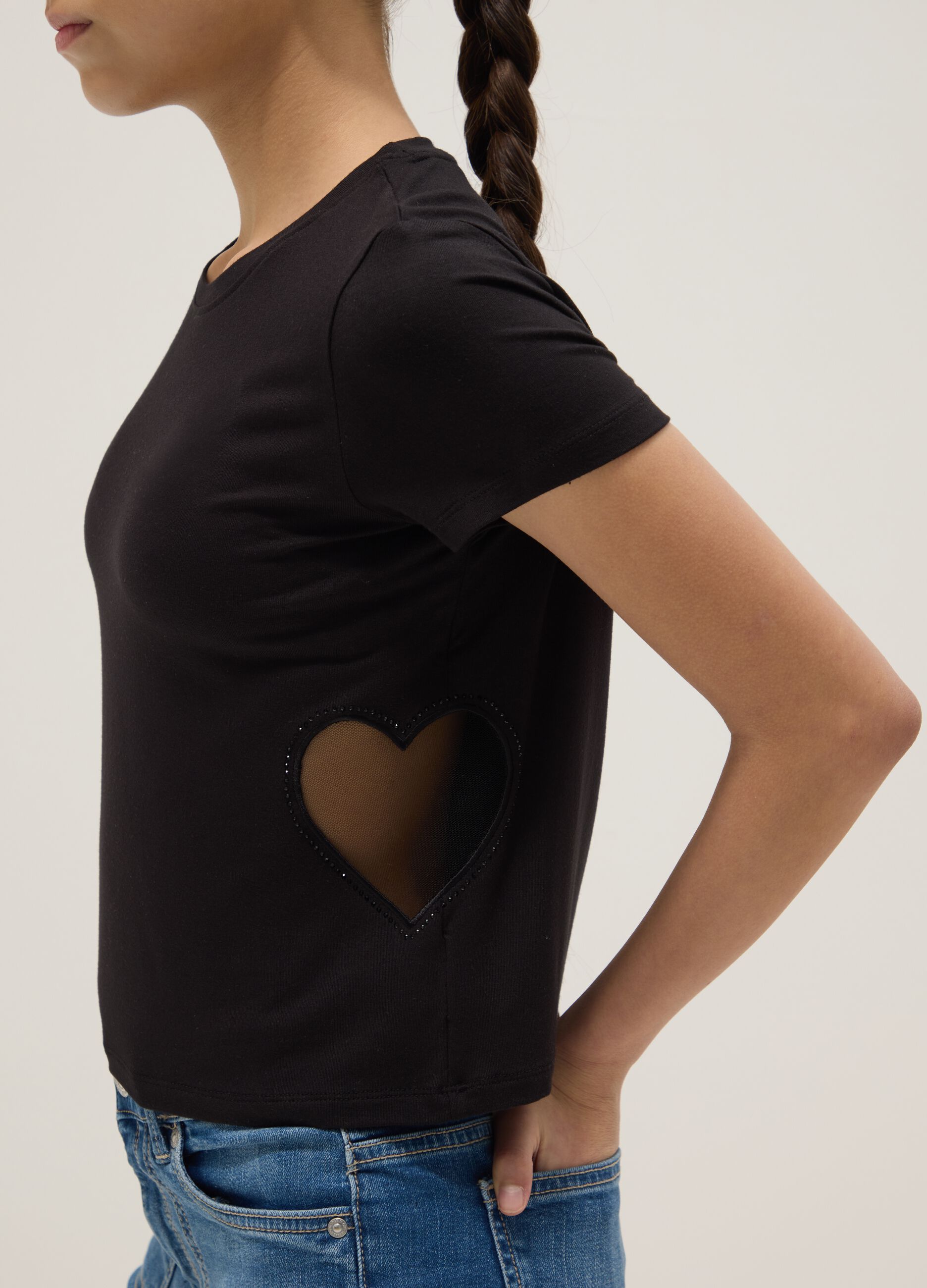 Black Viscose Stretch Short Sleeve T-shirt