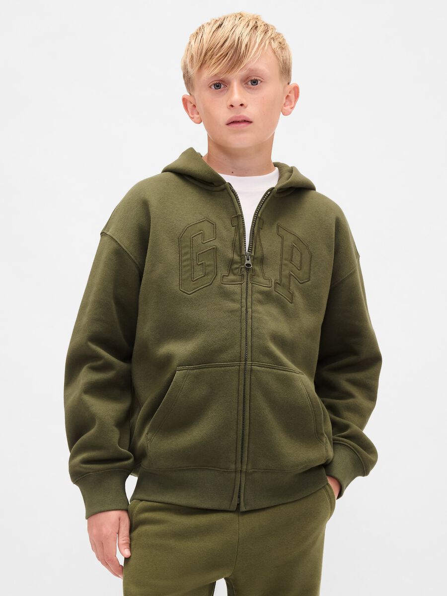 Green Hoodie with Full Zip_0