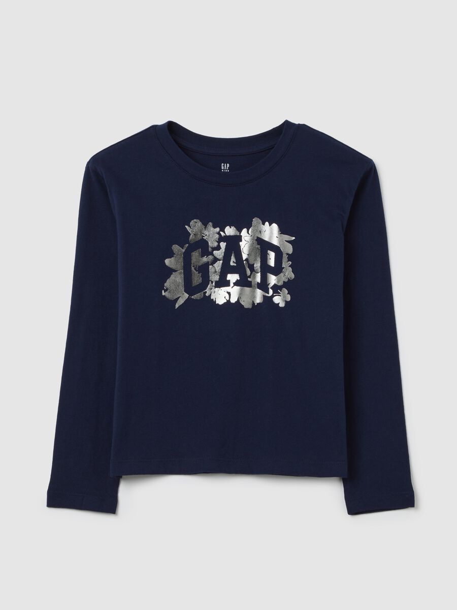 Blue T-shirt with long sleeves and logo_0