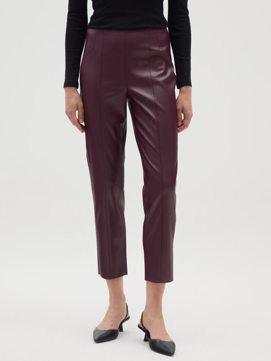 Red Slim Fit Patent Effect Leggings_1