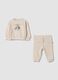 Completo beige in puro cotone organico con ricamo Lilo & Stitch_0