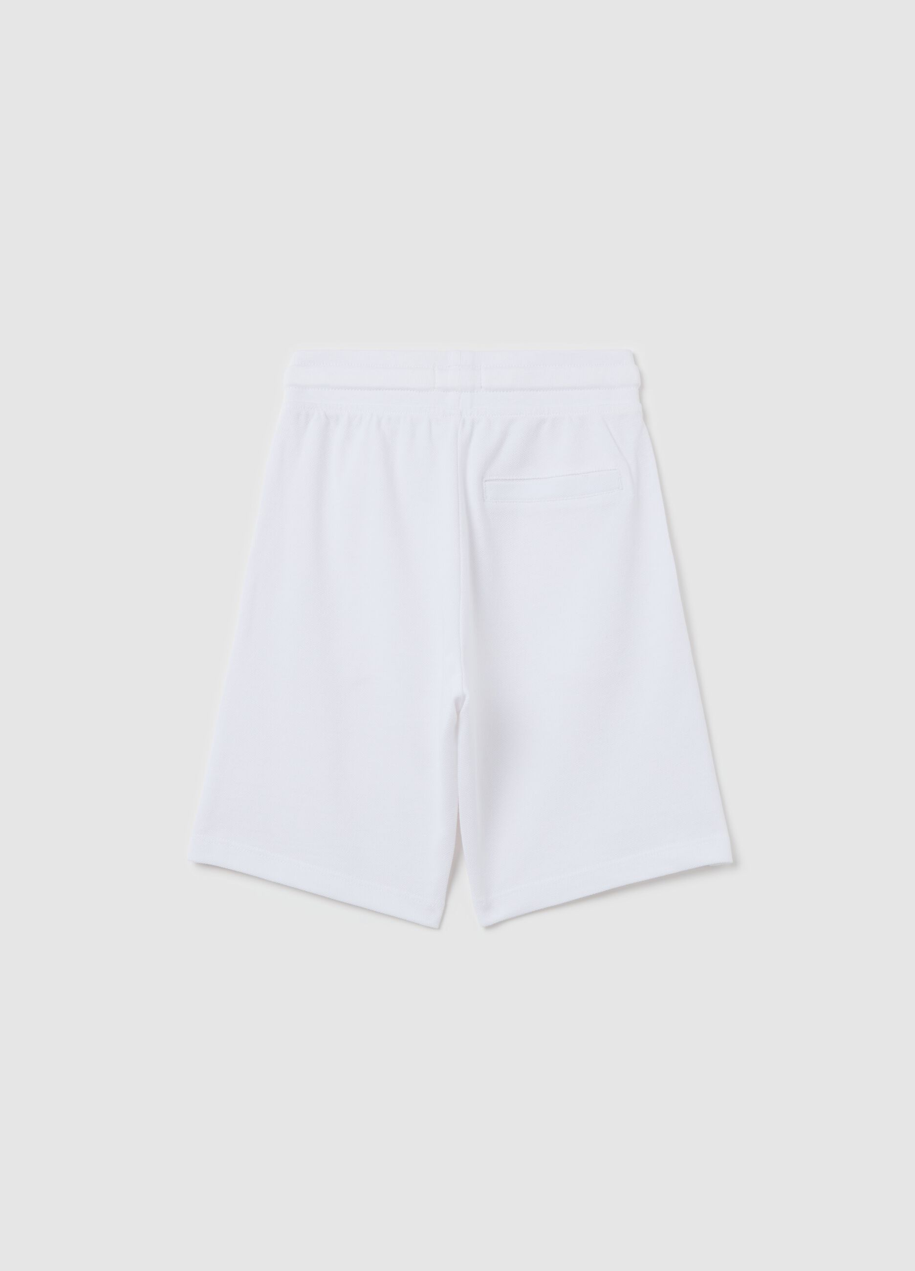 White shorts in cotton with drawstring