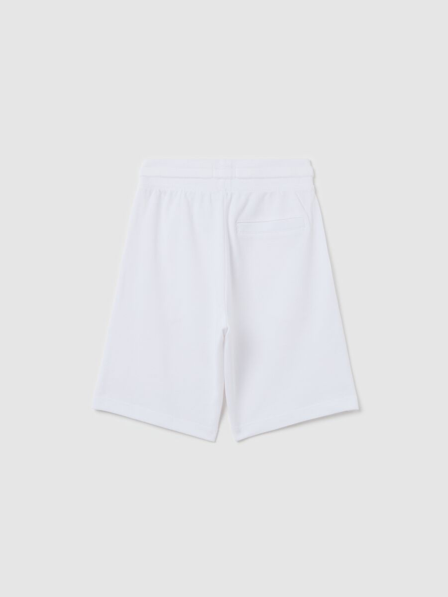 White shorts in cotton with drawstring_1