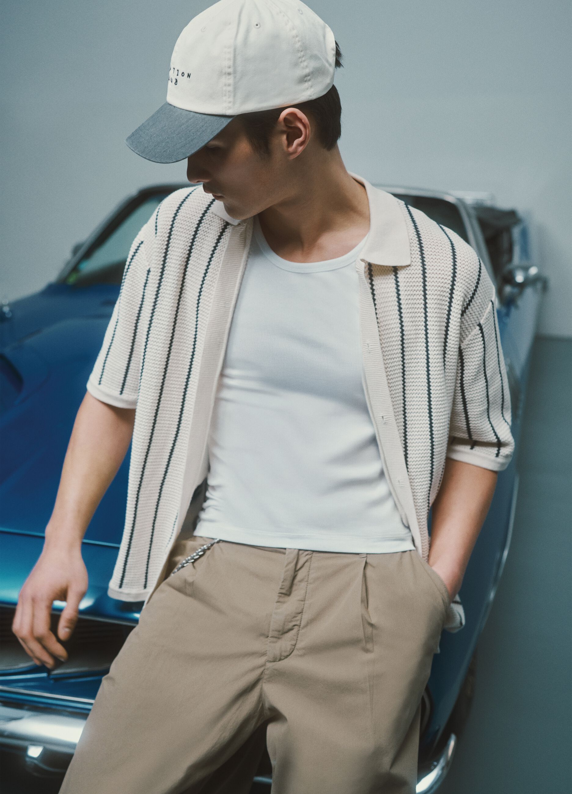 Multicolour striped pure cotton polo with bowling collar, regular fit