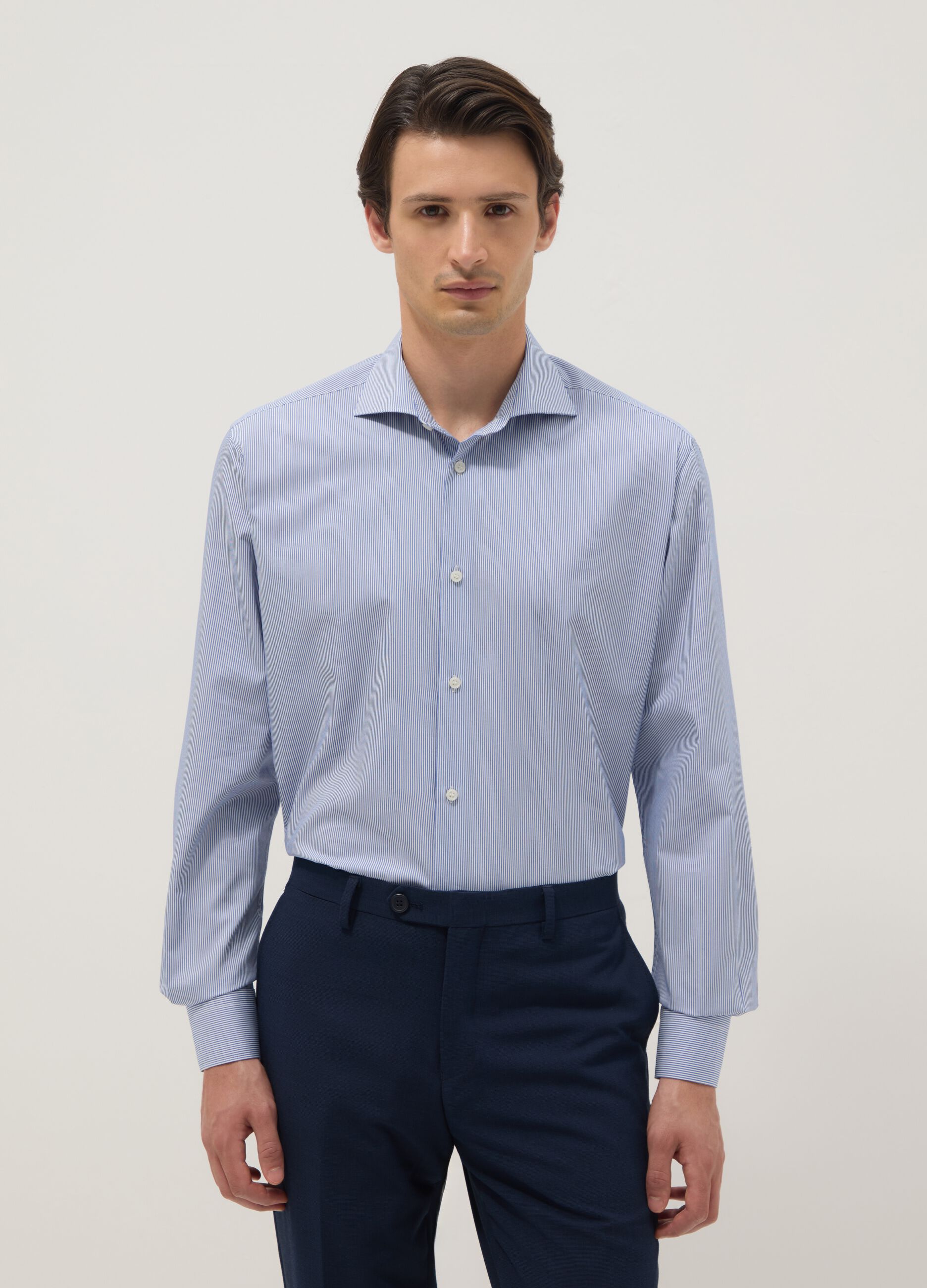 Multicolor striped lyocell blend shirt regular fit