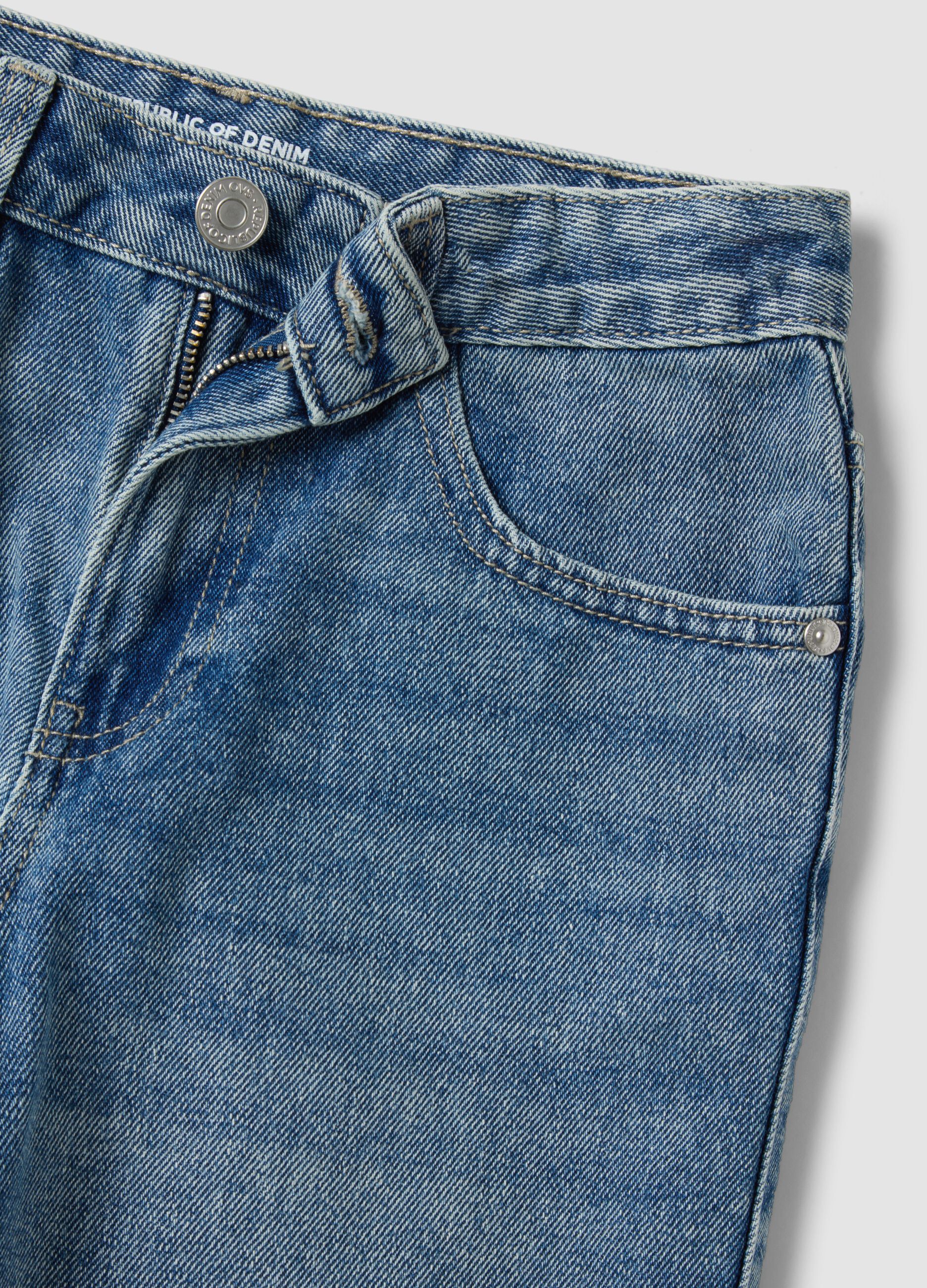 Blue denim straight-fit jeans in a cotton and viscose blend for girls