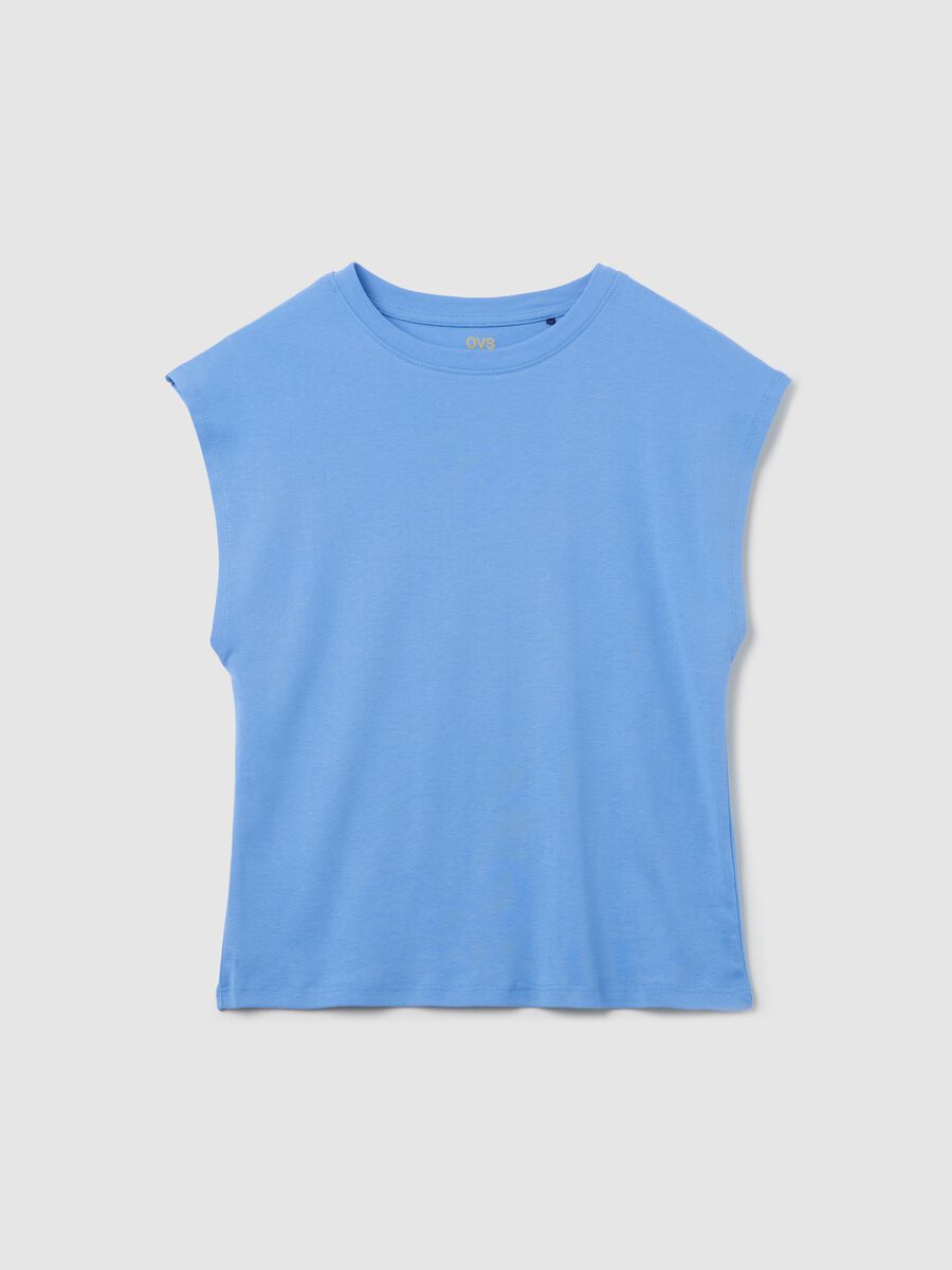 Light blue sleeveless T-shirt in cotton_4
