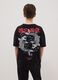 Children's oversized fit pure black cotton T-shirt with koi carp_2