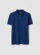 Regular fit short sleeve polo shirt in pure blue cotton_4
