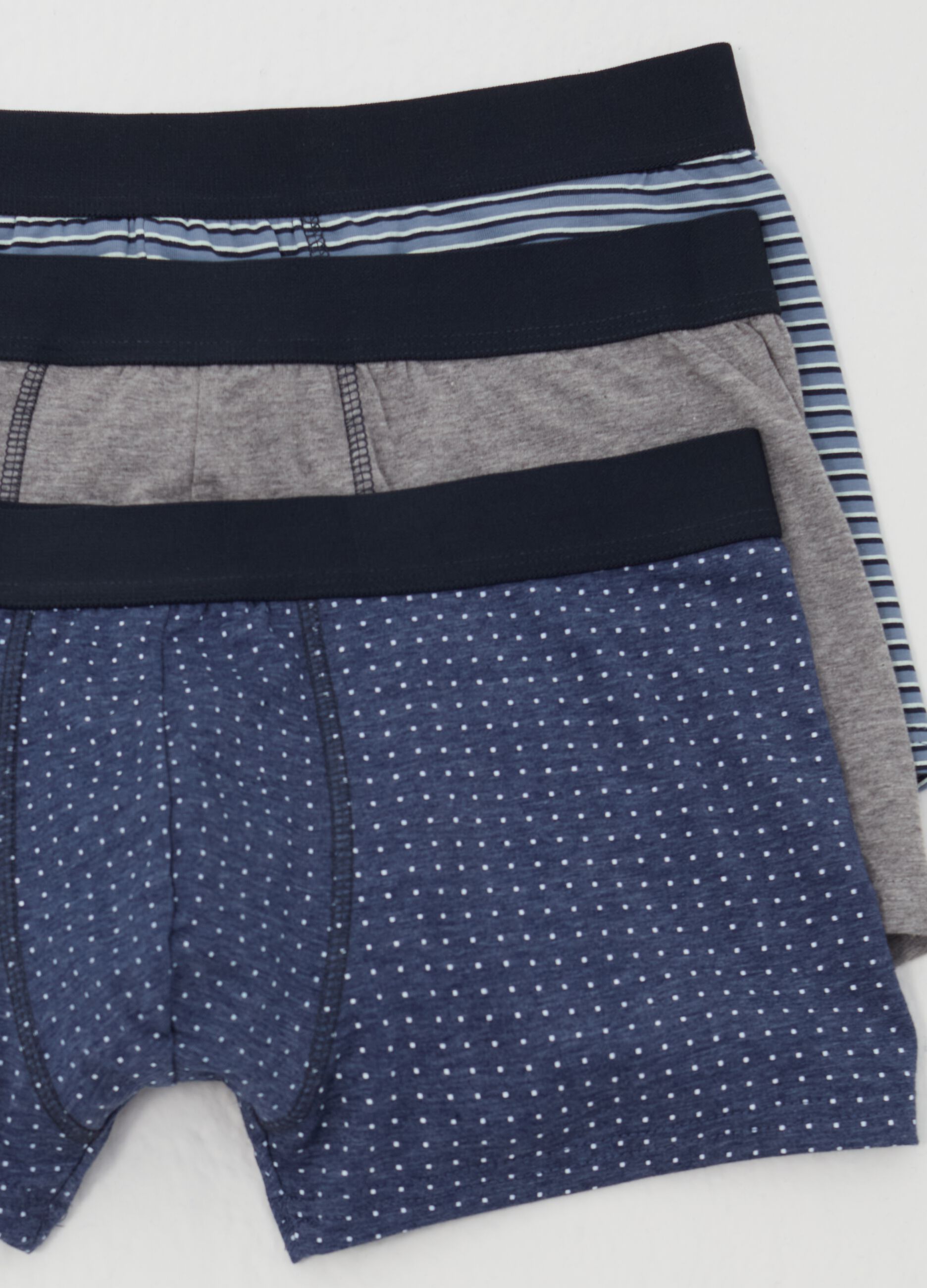 Three-pack boxer shorts with pattern in stretch organic cotton