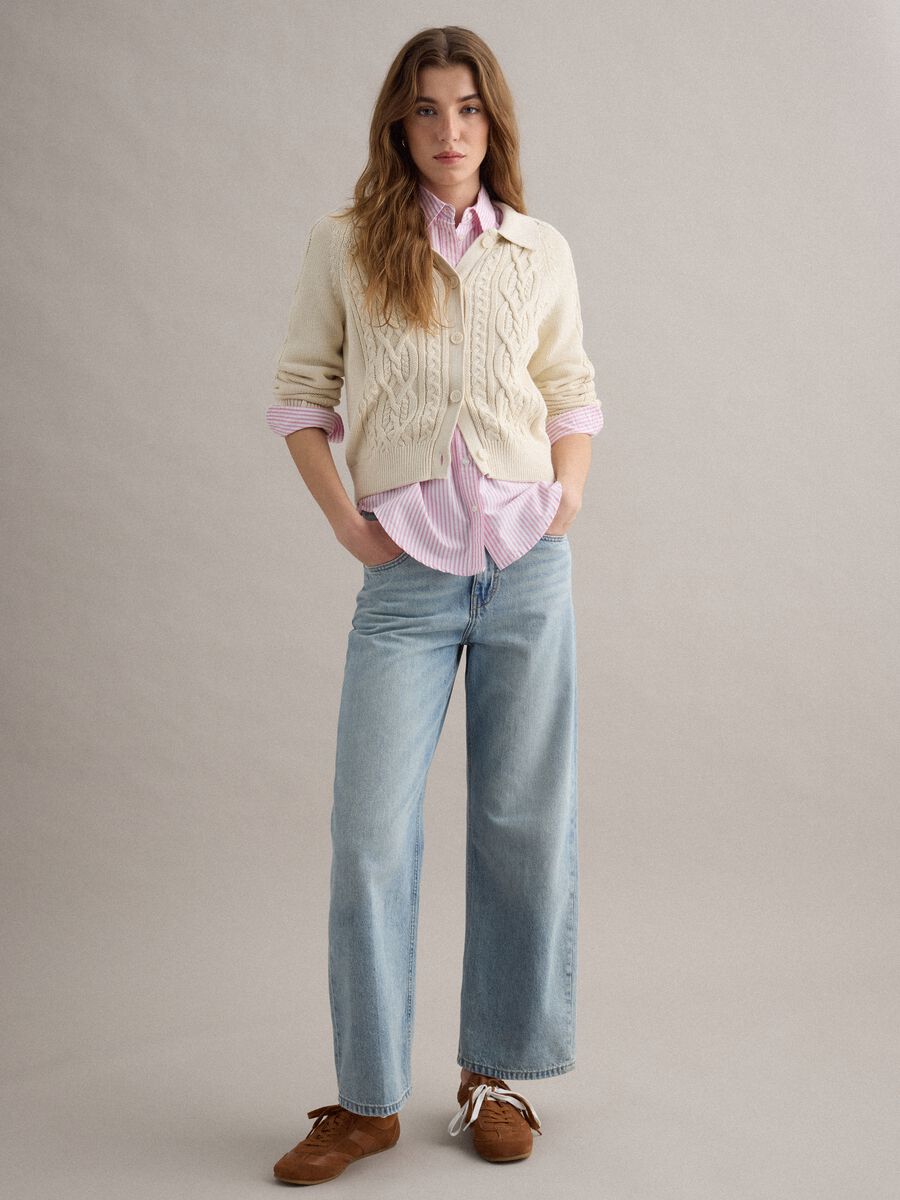 Beige pure cotton regular fit cardigan_2