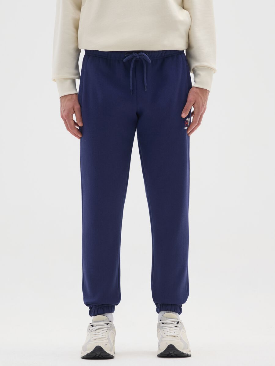 Blue cotton blend jogger pants_1