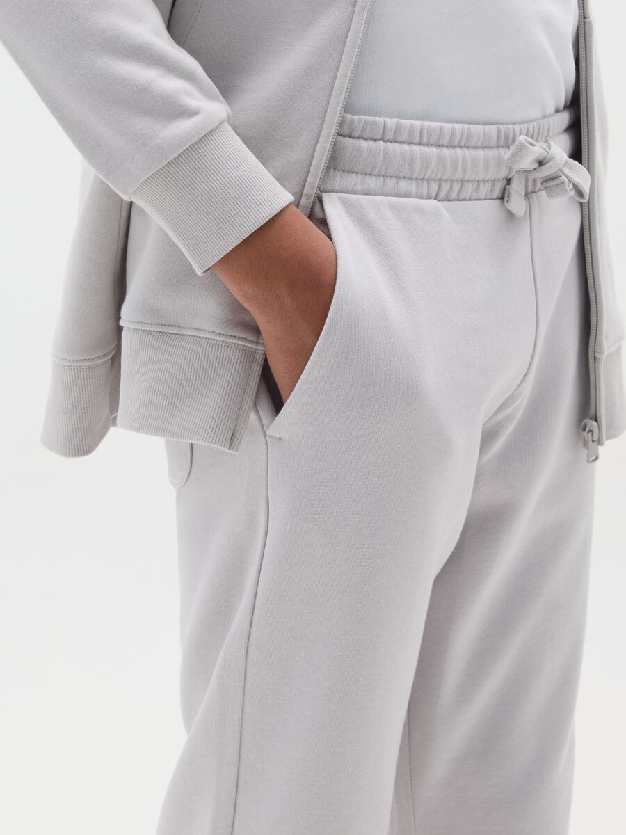 Pantaloni jogger da ragazzo in puro cotone grigio regular fit_2