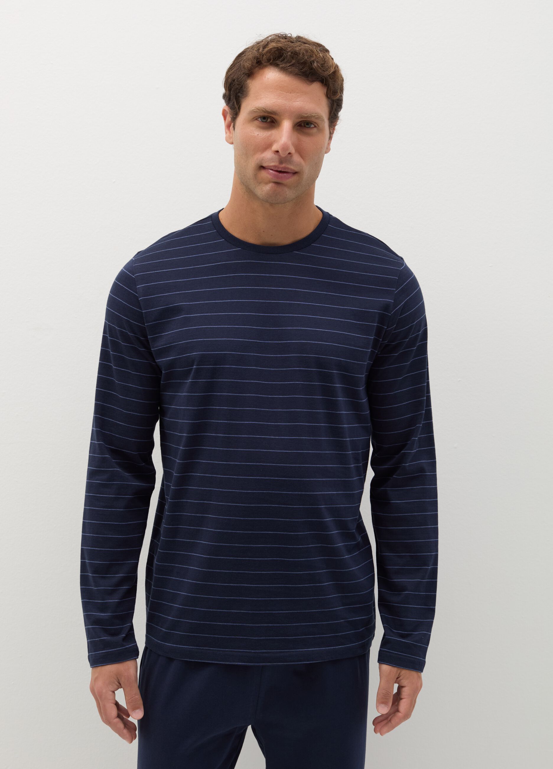 Cotton pyjamas with striped pattern