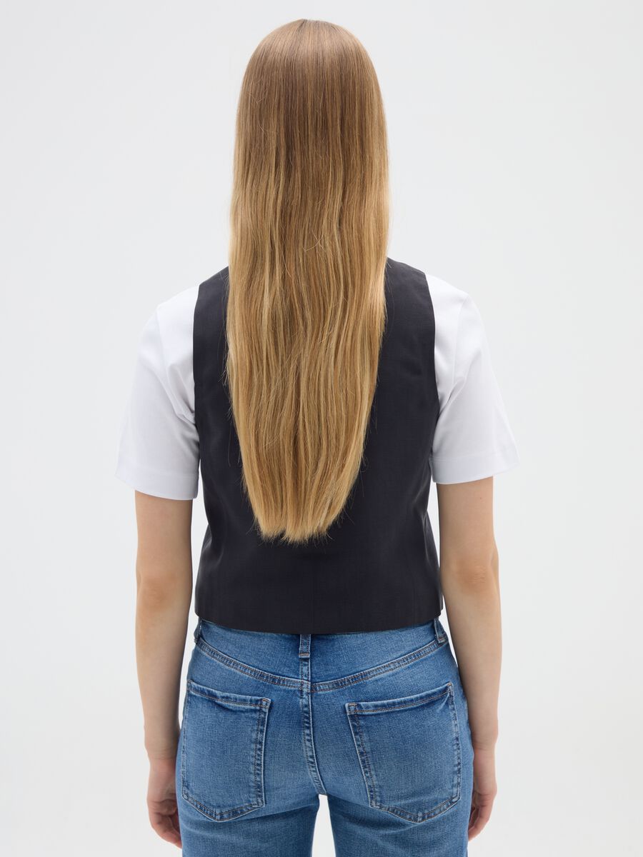 Black Viscose Blend Slim Fit Waistcoat_2