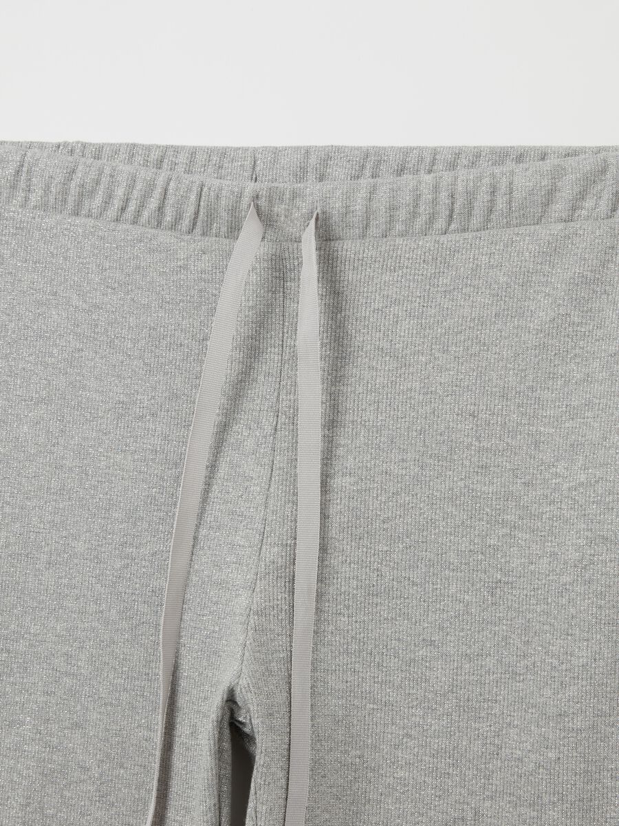 Full-length pyjamas with lurex and lace trim_5