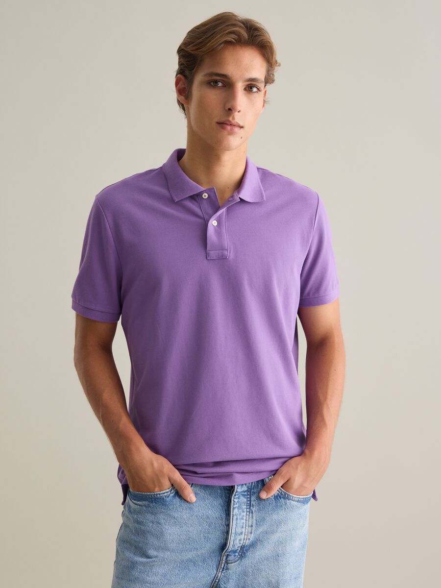 Men's violet pure cotton polo shirt regular fit_0