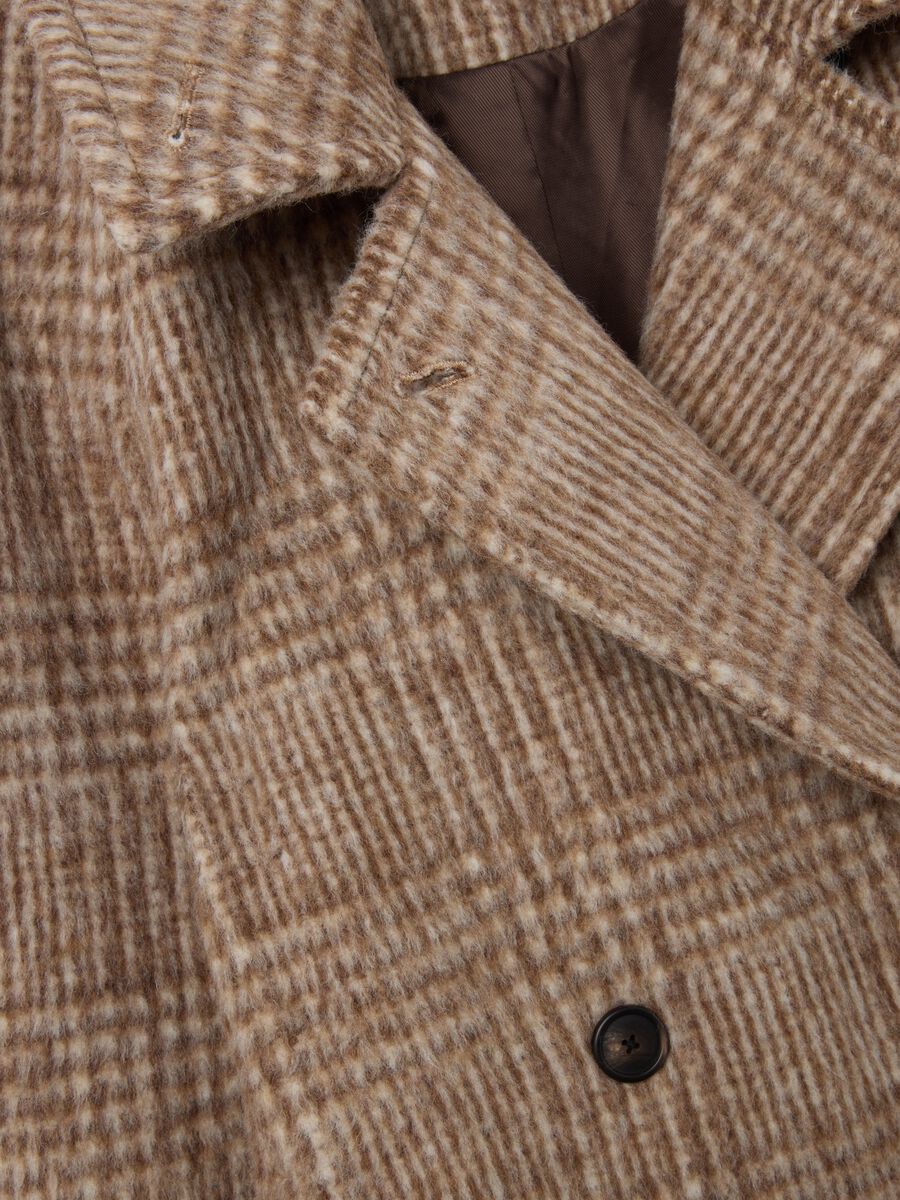 Multicolour Checked Oversized Coat with Buttons_6