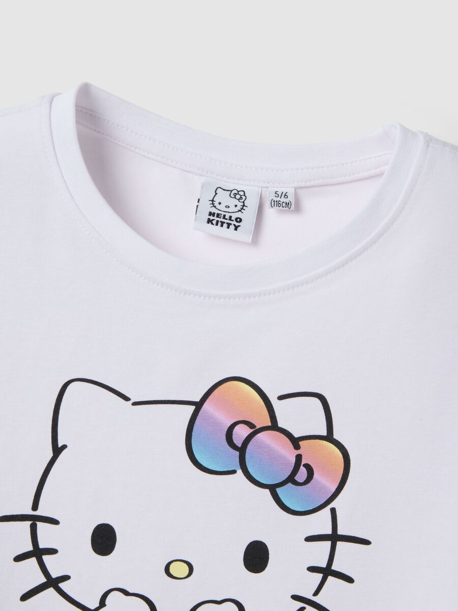 T-shirt in cotone elasticizzato bianca da bambina con Hello Kitty_3