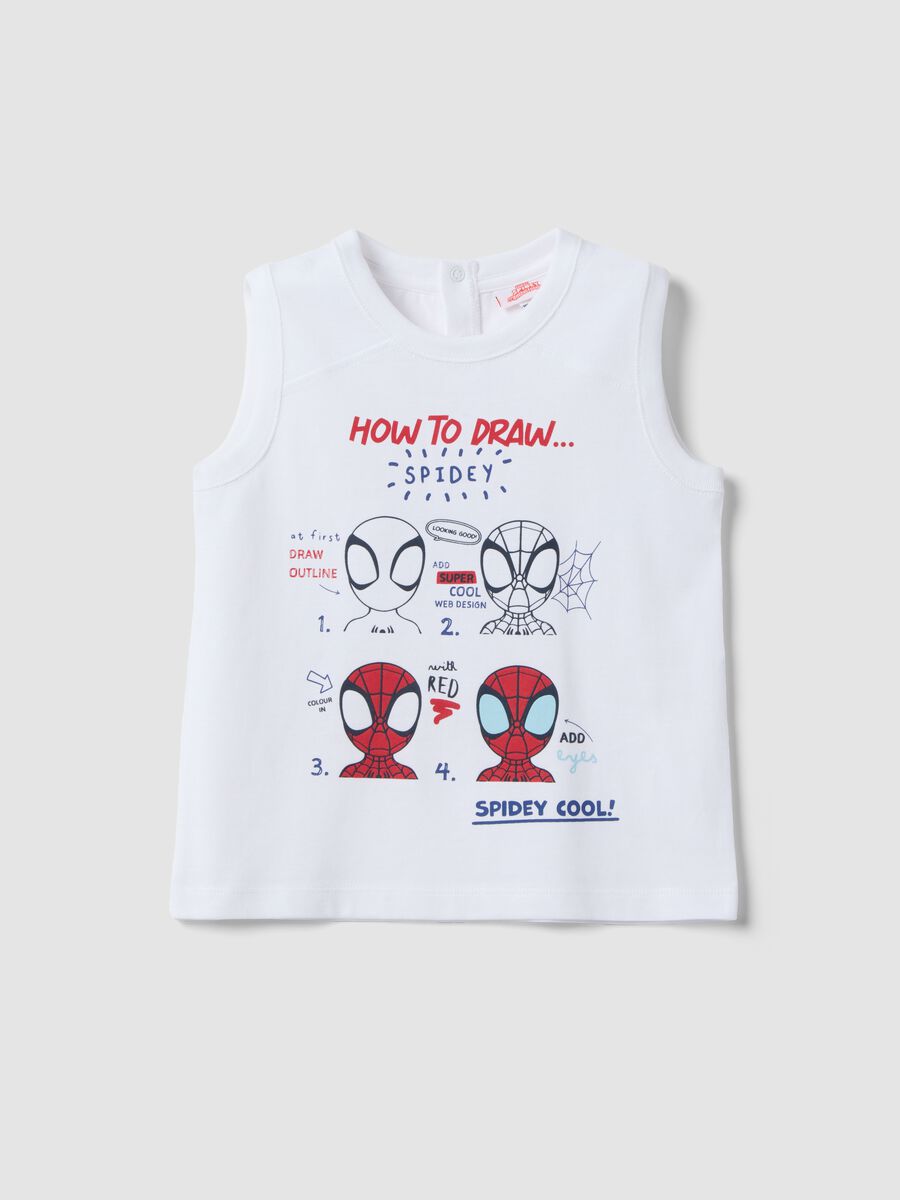 White pure cotton boys&rsquo; vest with Spider-Man prints_0