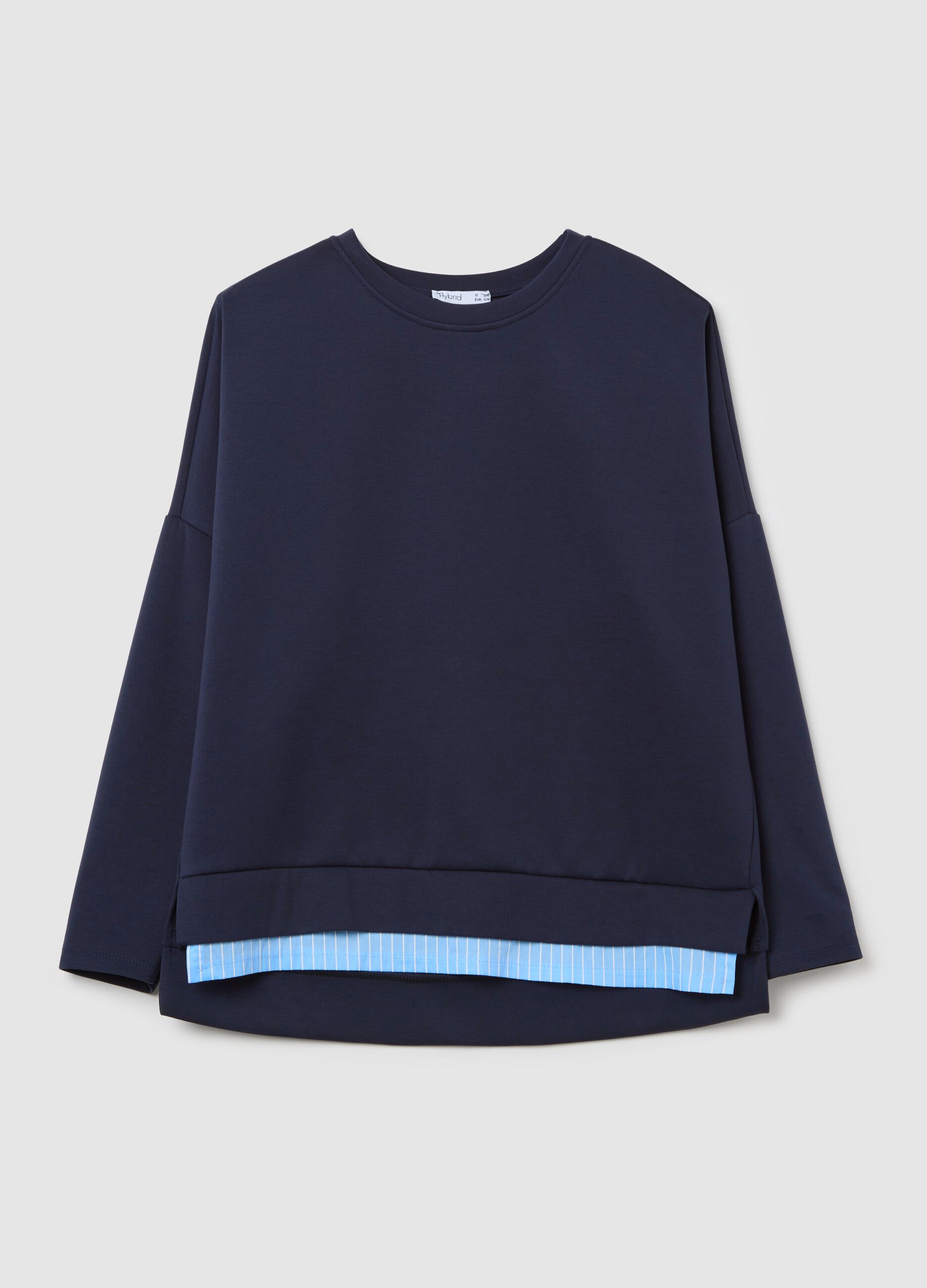 Blue top with layered-effect hem