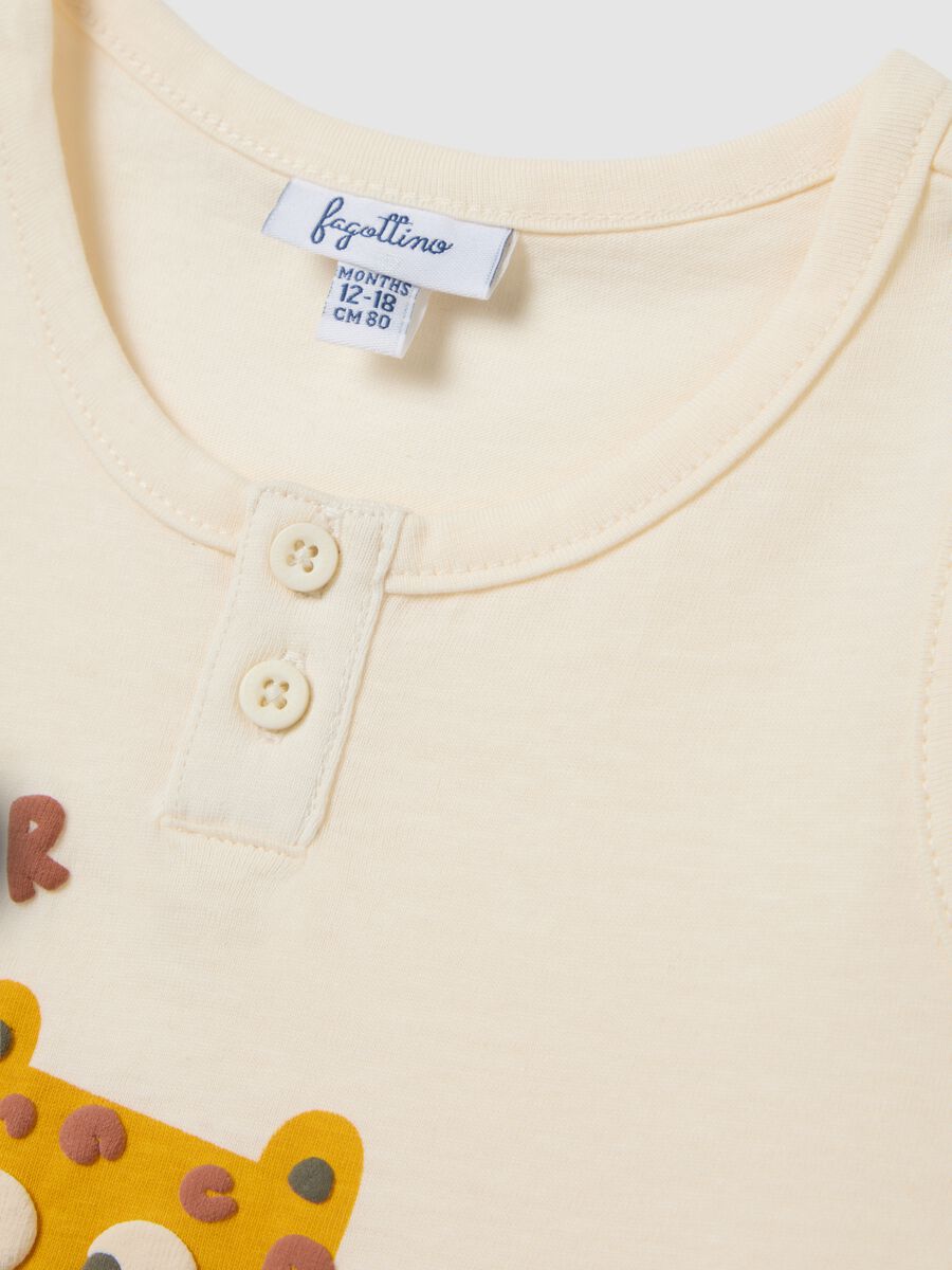 Beige Cotton Sleeveless Baby T-Shirt with Regular Fit_3
