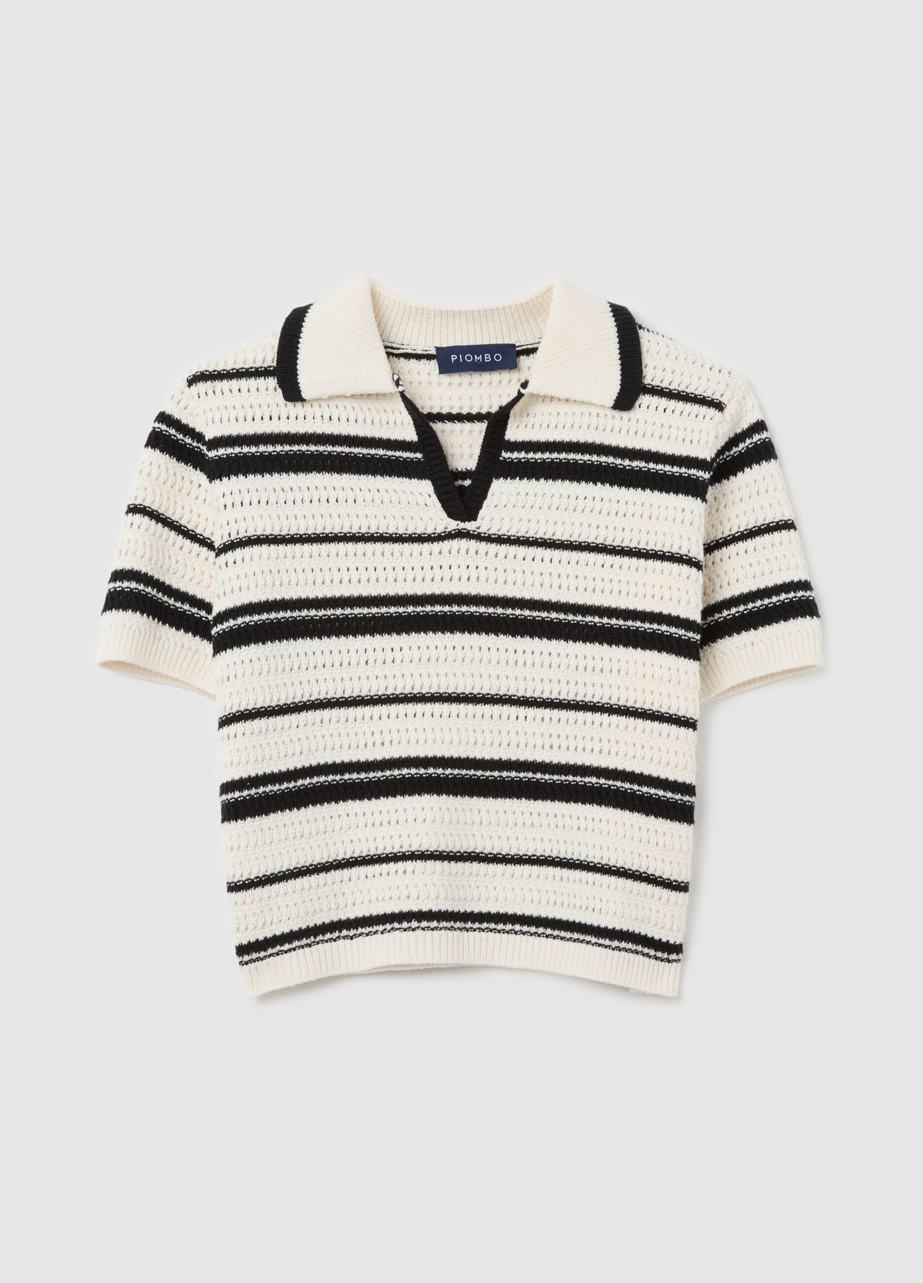 Black and white striped top in cotton