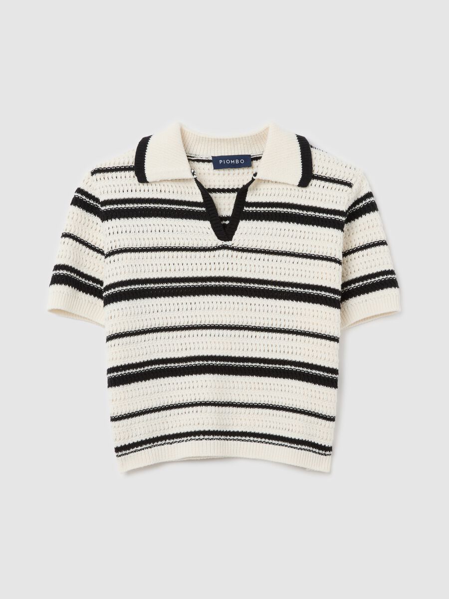Black and white striped top in cotton_4