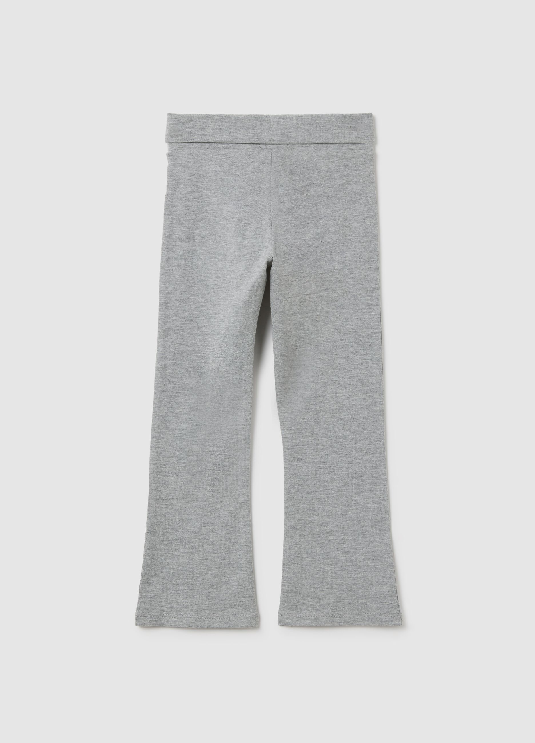 Girls' grey cotton blend flare trousers