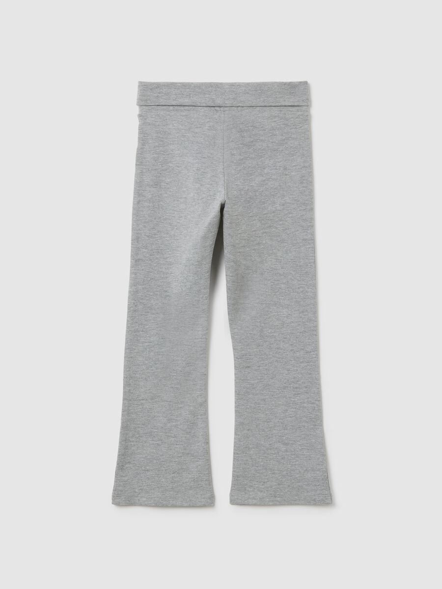 Girls' grey cotton blend flare trousers_1