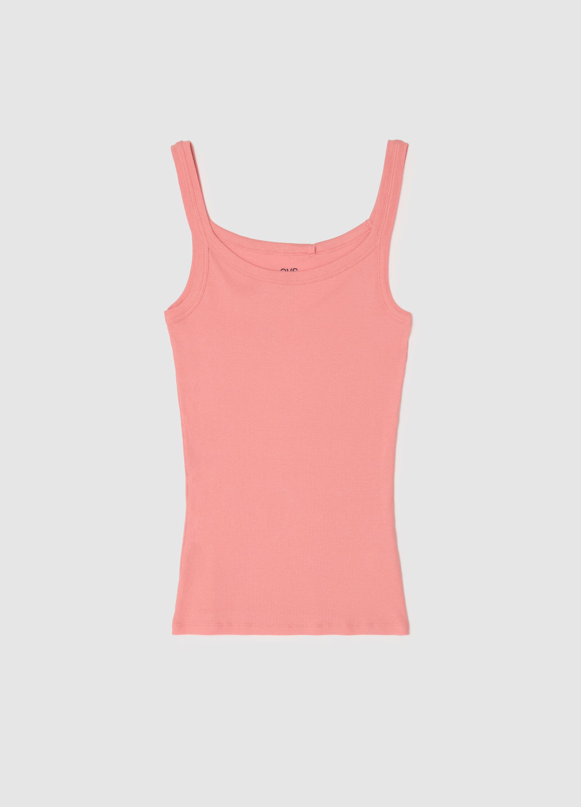 Ribbed vest with round neck
