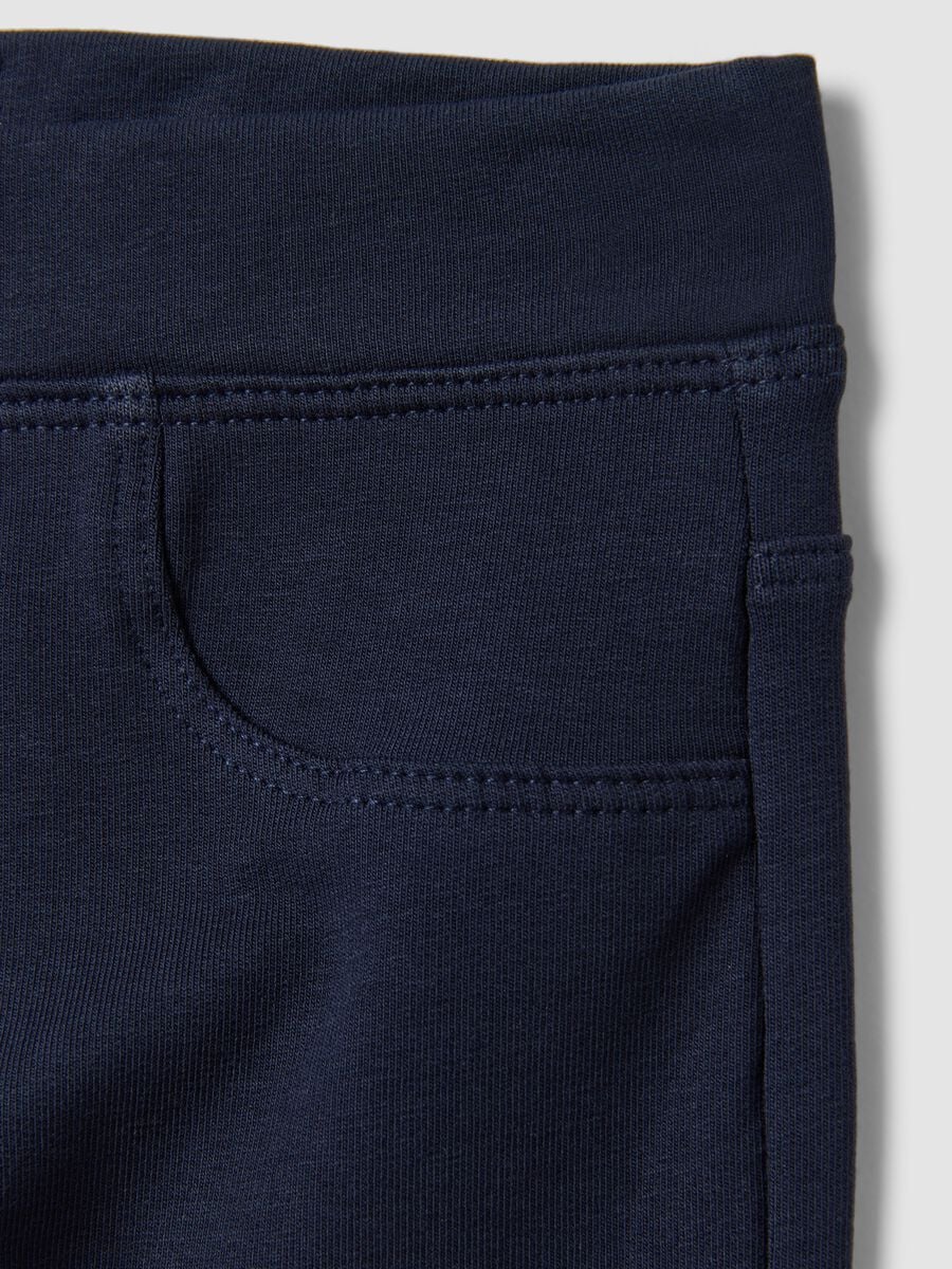 Treggings blu in cotone organico elasticizzato slim fit per bambina_3