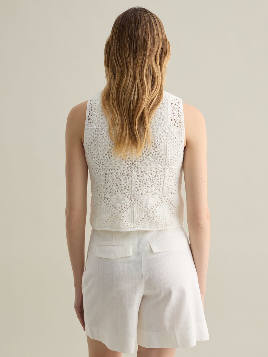 White crochet knit tank top_3