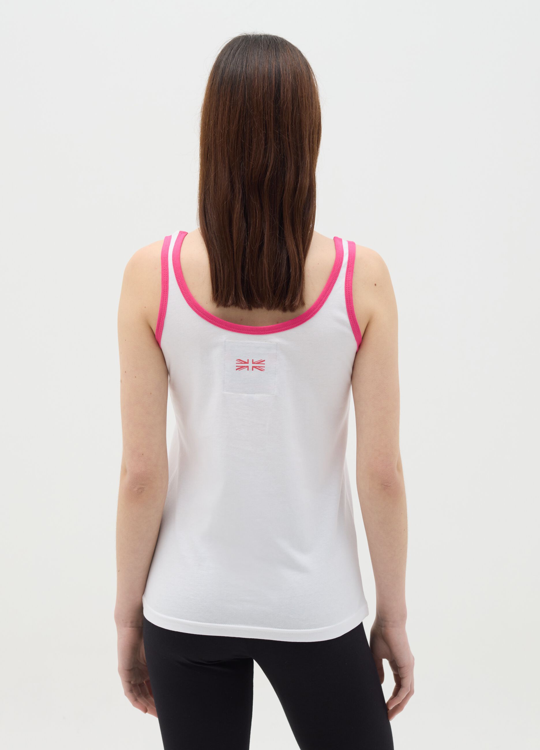 White tank top with contrast edging