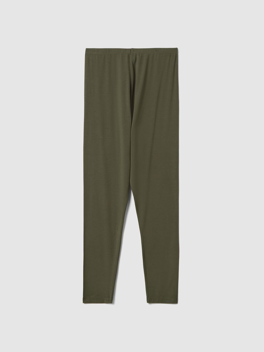 Green viscose maternity leggings with a slim fit_0