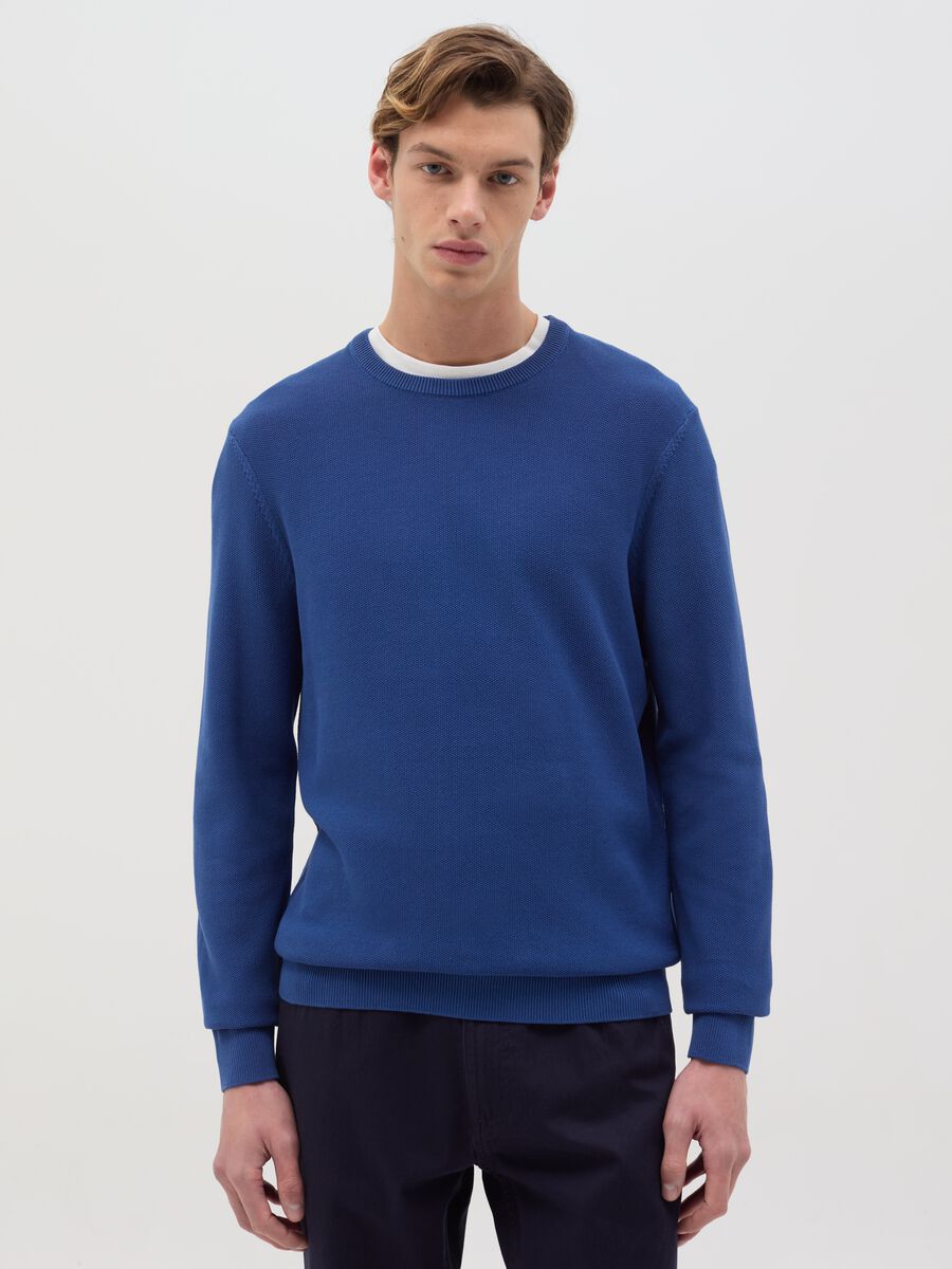 Cotton pullover with micro weave_0