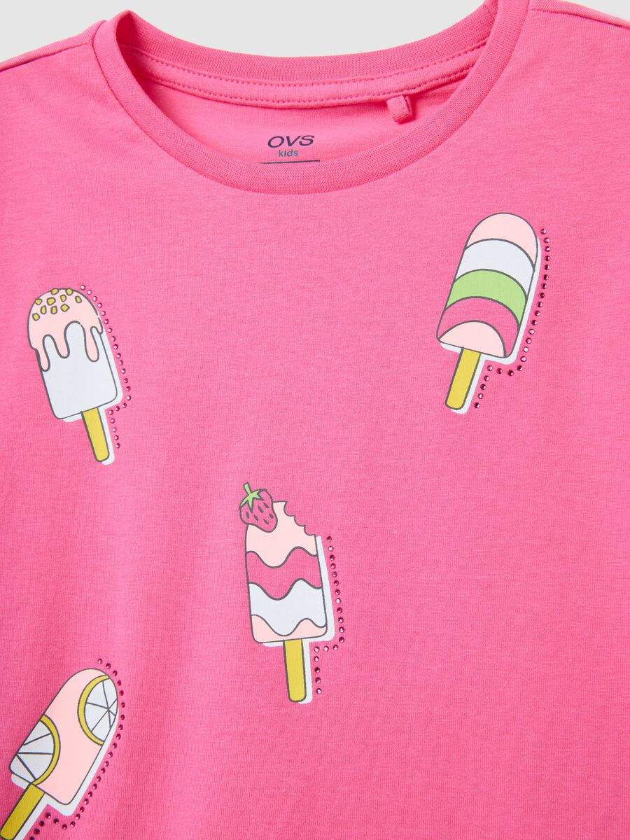 Girls' stretch cotton pink T-shirt_3