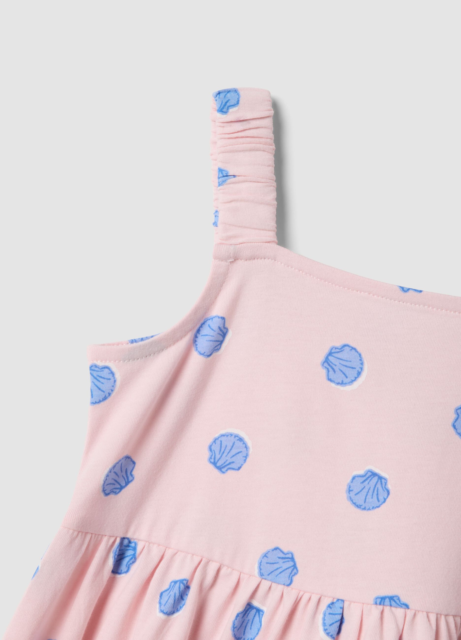 Girls&rsquo; pink pure cotton polka-dot dress, regular fit