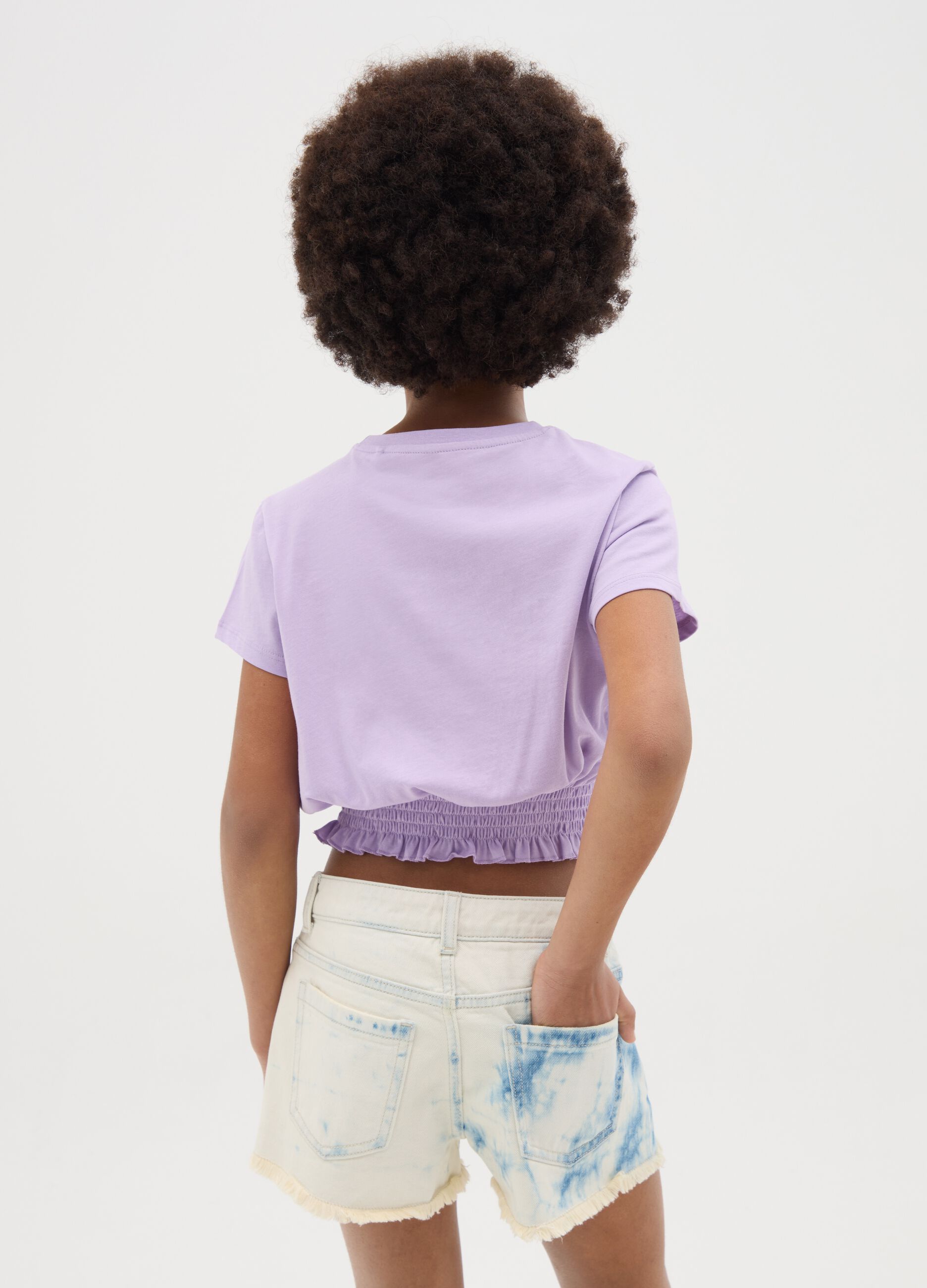 T-shirt lilla a maniche corte in puro cotone