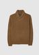 Brown shawl collar sweater regular fit_0