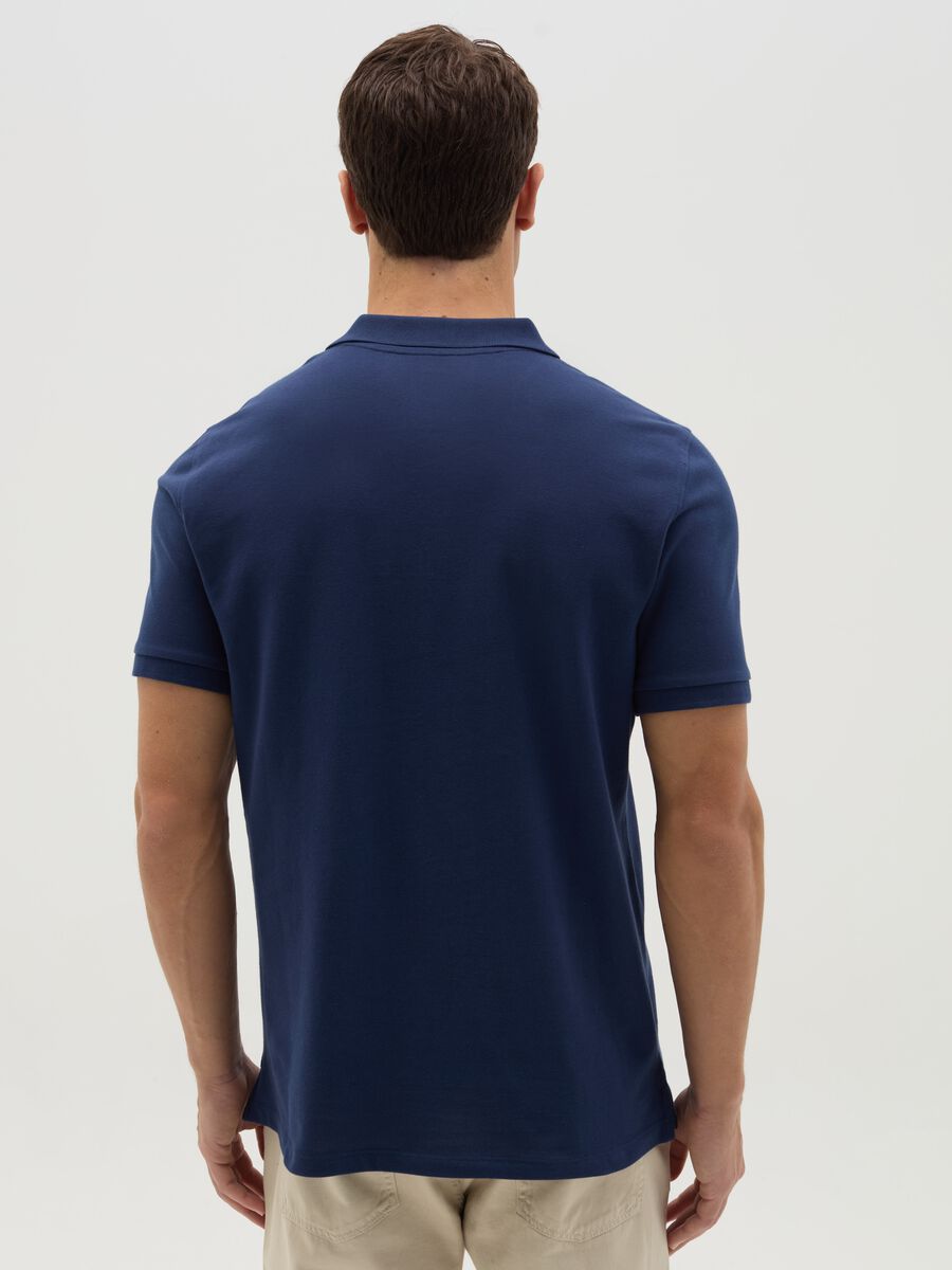 Stretch cotton polo shirt with pocket_2