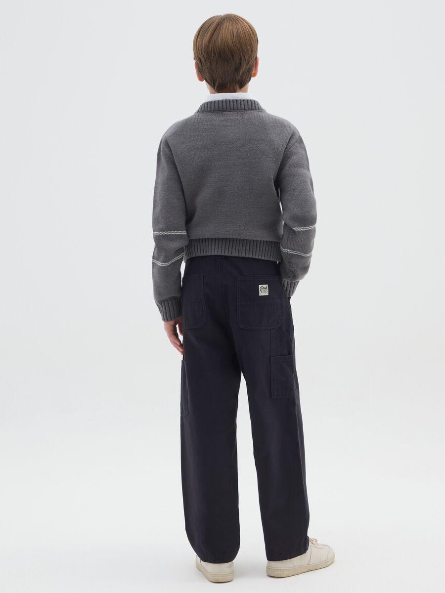 Pantaloni blu chino da ragazzo in puro cotone regular fit_1