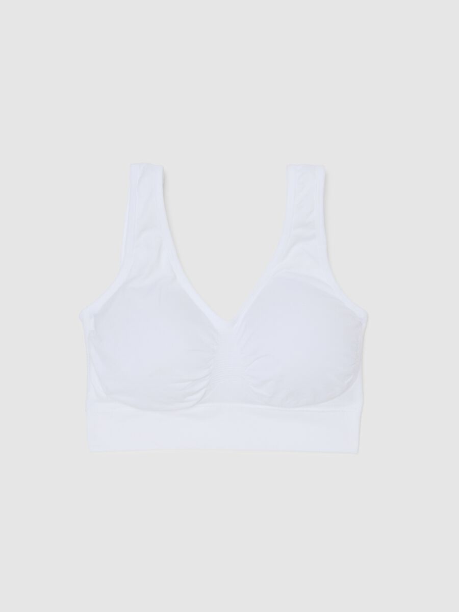 White Stretch Fabric Sports Bra_4