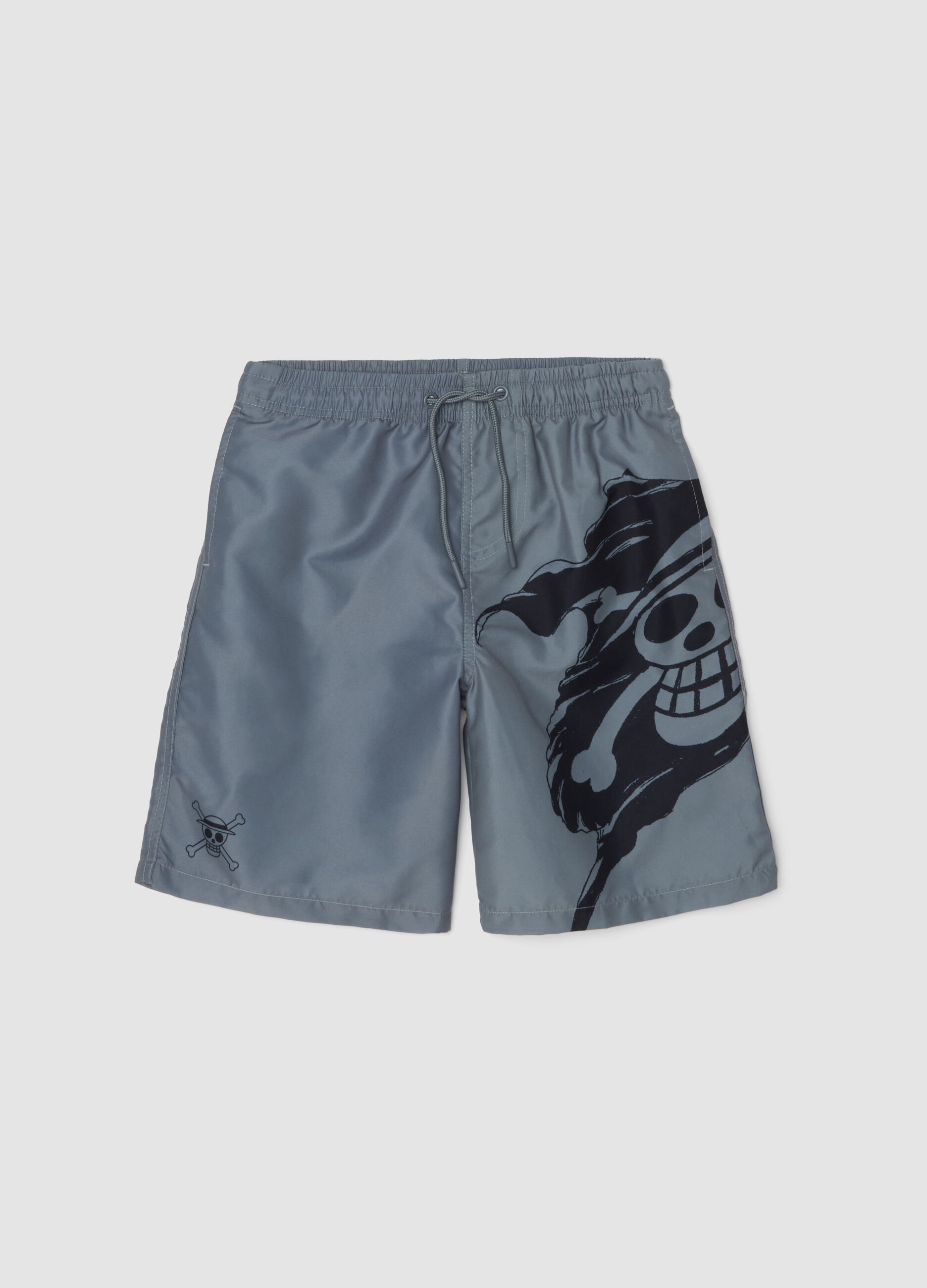 Kids' Grey Swim Shorts Regular Fit with One Piece Print