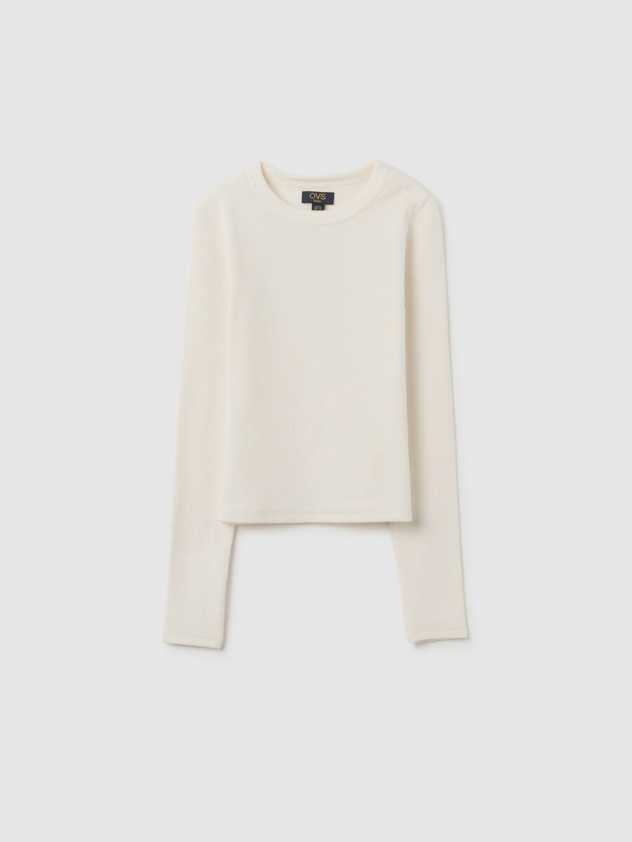 Girls' White Cotton Regular Fit T-Shirt_0